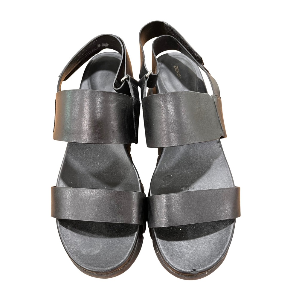 Cole Haan Zerogrand Black Leather Platform Slingback Sandals Womens